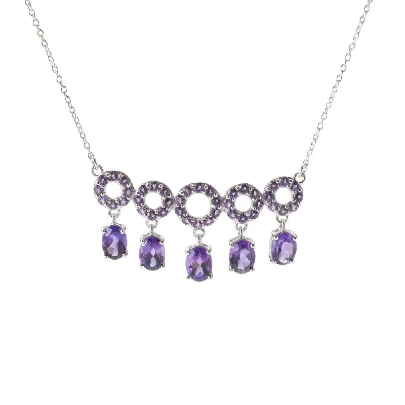 eco-friendly necklace-Sterling Silver Amethyst Circle Bar Necklace