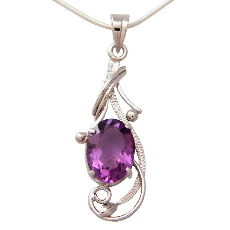 personalized letter necklace-Sterling Silver Amethyst 'Perfect Plum' Necklace - 7'6" x 9'6"