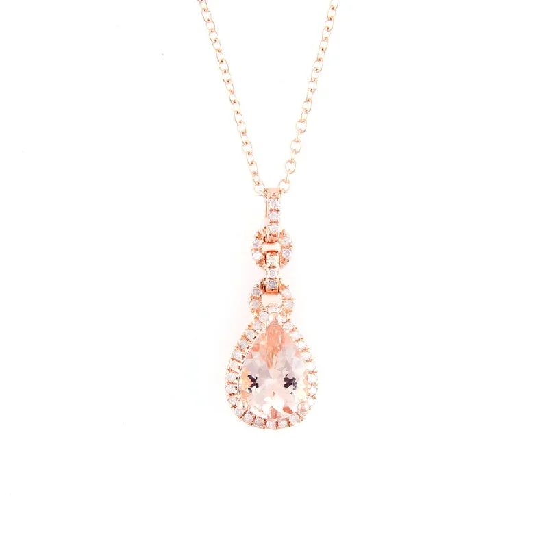 small pendant necklace-Sterling Silver Morganite 1/6ct TDW Diamond Pendant (I-J, I2-I3)