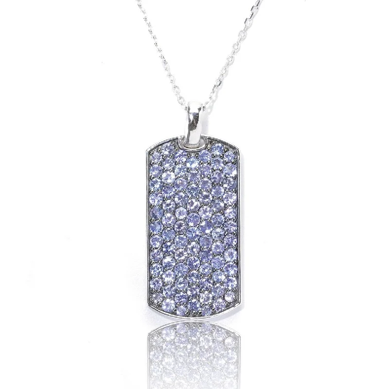 long chain necklace-Sterling Silver Tanzanite Pendant Pendant 1.68"L With 18" Chain