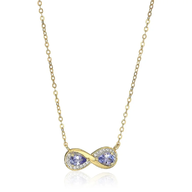 zodiac necklace-Yellow Gold-Plated Silver Tanzanite Infinity Pendant Necklace, 18" - Blue