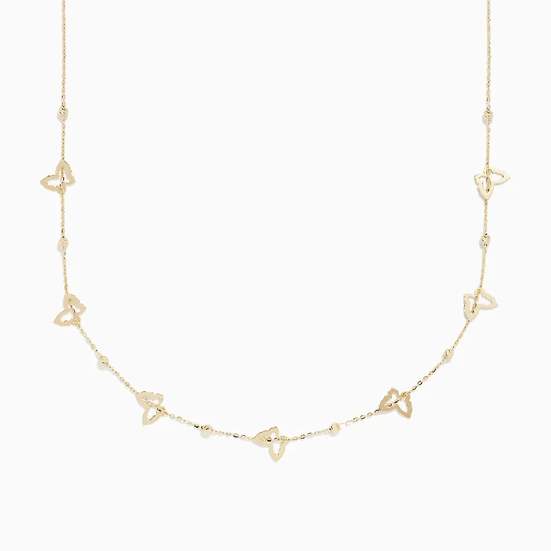 pendant necklace for girls-14K Yellow Gold Mini Butterflies Necklace