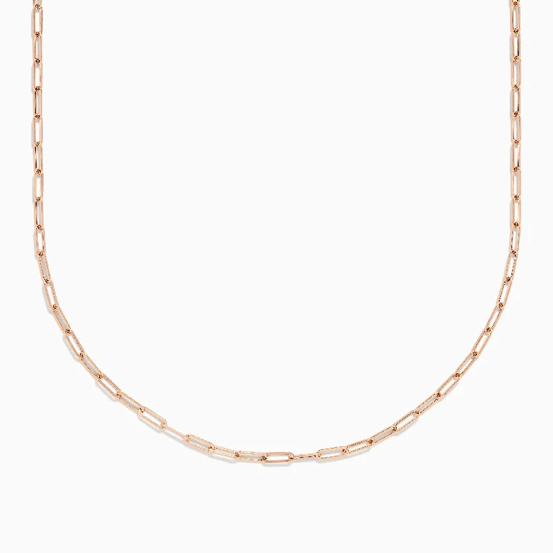 floral necklace for women-14K Rose Gold 18" 2.5mm Paperclip Necklace