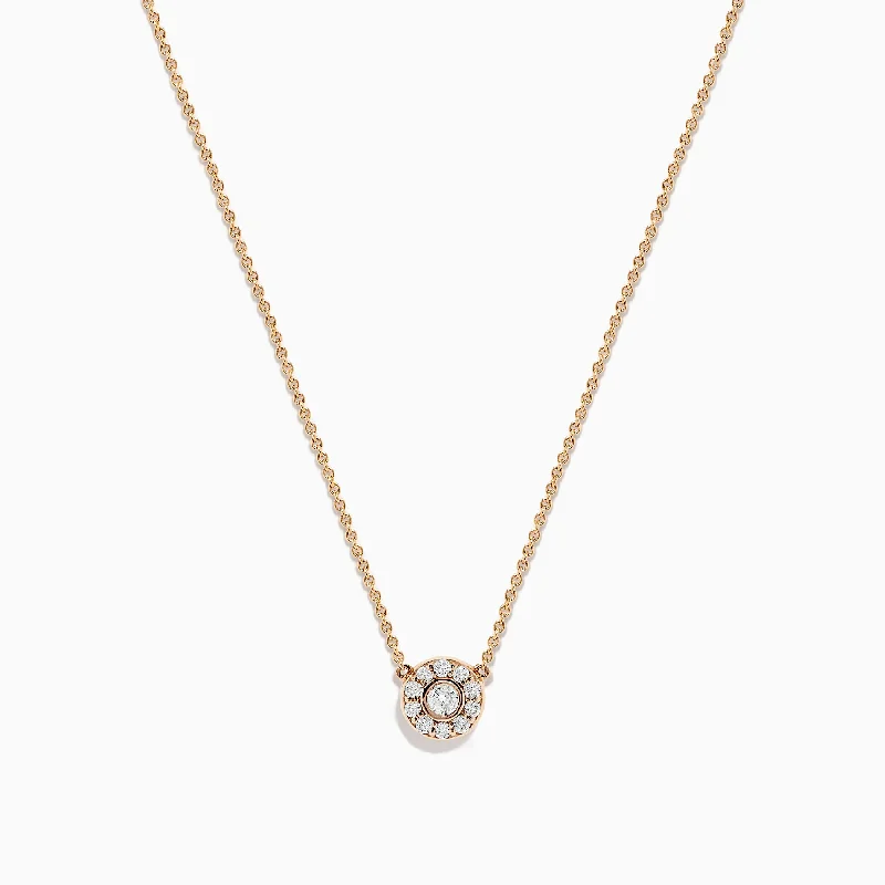 women’s diamond necklace-14K Rose Gold Diamond Cluster Necklace, 0.26 TCW