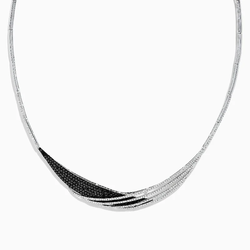 mother’s day necklace-14K White Gold Black and White Diamond Necklace