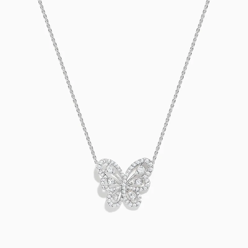 rose gold infinity necklace-14K White Gold Diamond Butterfly Necklace