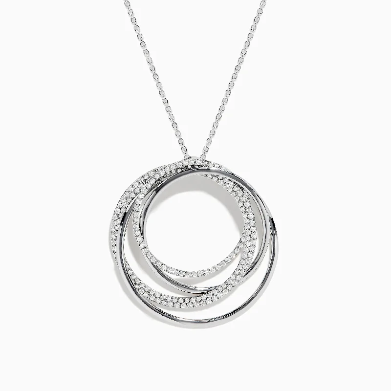 moonstone necklace-Pave Classica 14K White Gold Diamond Crossover Pendant 0.70 TCW