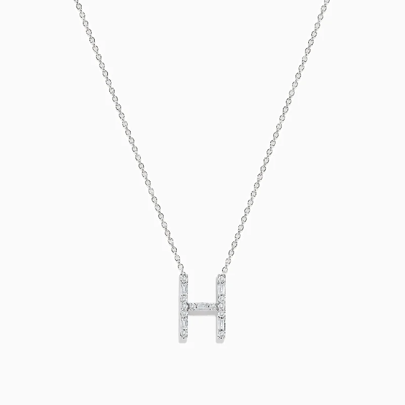 infinity heart necklace-14K White Gold Diamond Initial "H" Pendant