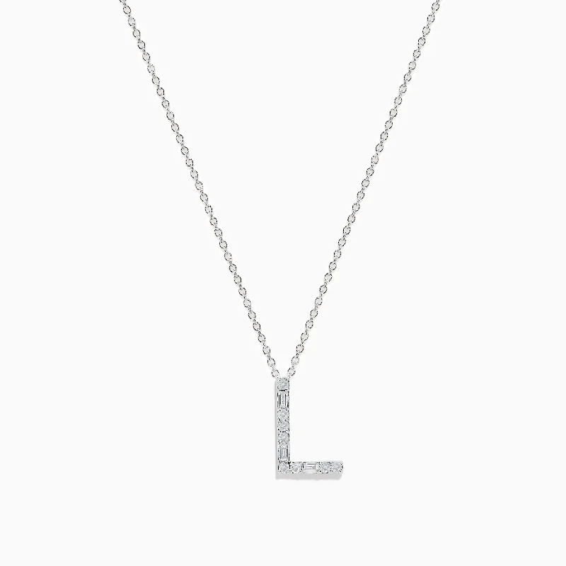 thick chain necklace-14K White Gold Diamond Initial "L" Pendant