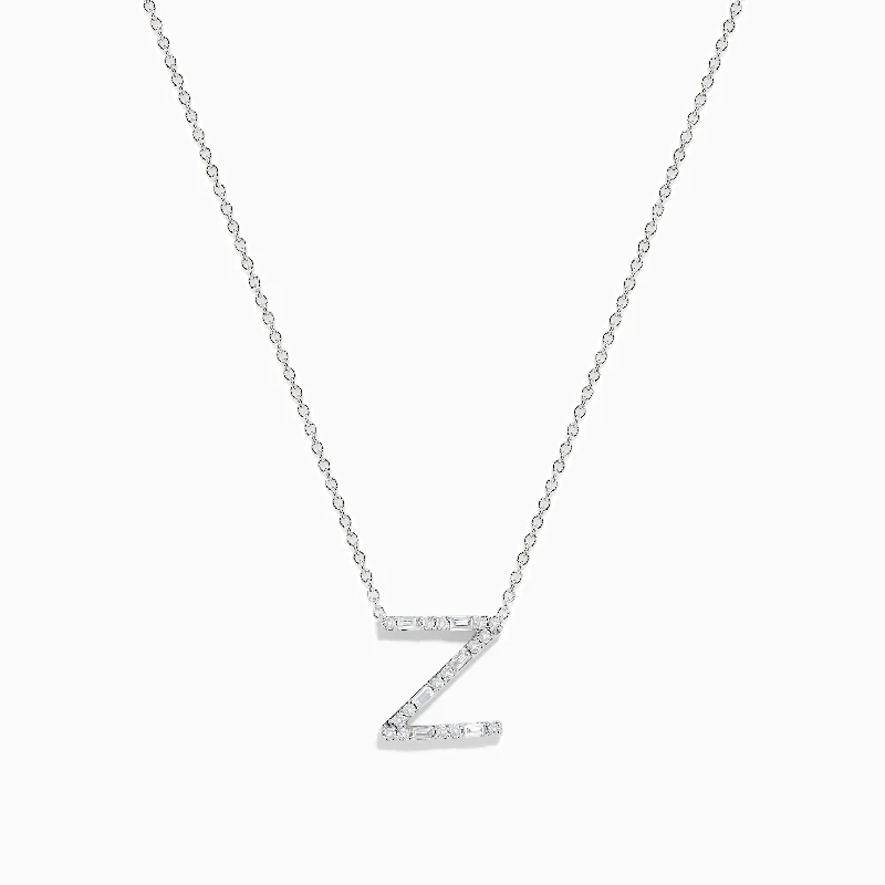 simple pendant necklace-14K White Gold Diamond Initial "Z" Pendant