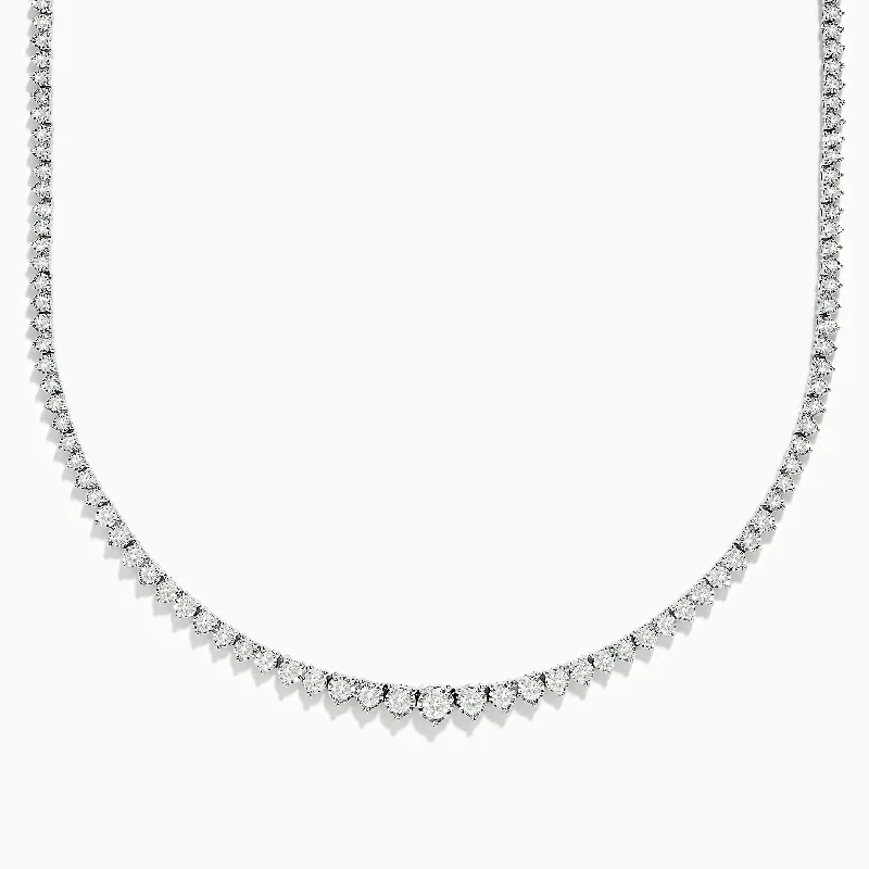 sterling silver chain necklace-14K White Gold Diamond Tennis Necklace 2.94 TCW