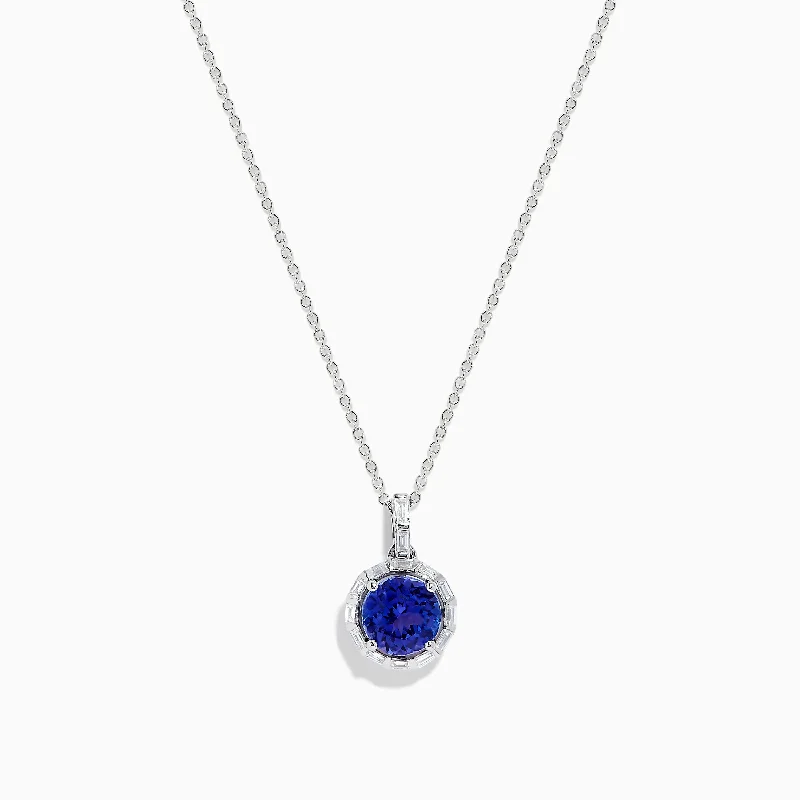 yoga necklace-Nahla Siri 14K White Gold Tanzanite and Diamond Pendant