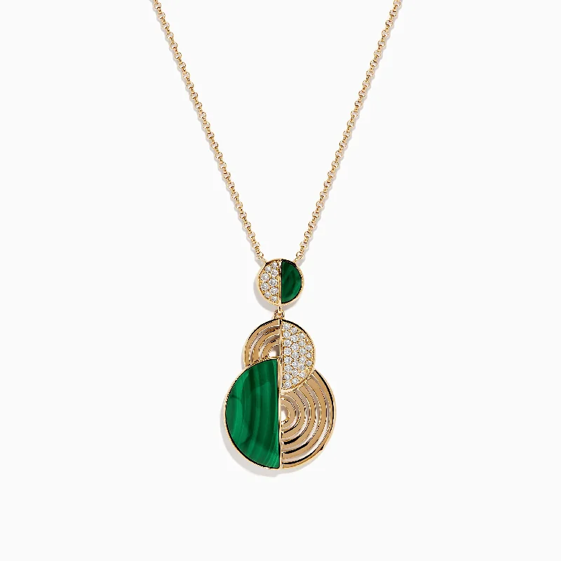 initial heart necklace-14K Yellow Gold Malachite and Diamond Necklace