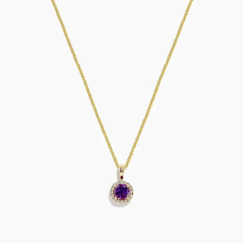 custom initials necklace-14K Yellow Gold Purple Amethyst and Diamond Pendant, 0.61 TCW