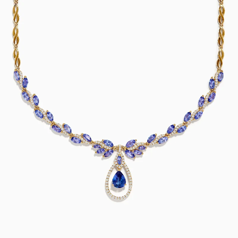 zodiac necklace-Nahla Siri 14K Yellow Gold Tanzanite and Diamond Necklace