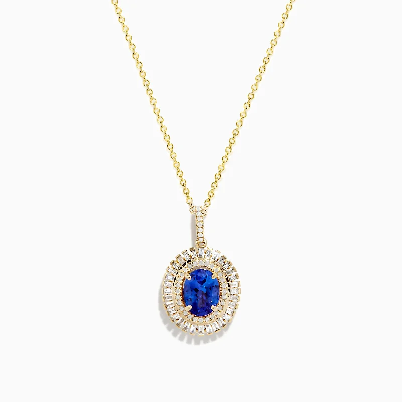 simple silver necklace-Nahla Siri 14K Yellow Gold Tanzanite and Diamond Pendant