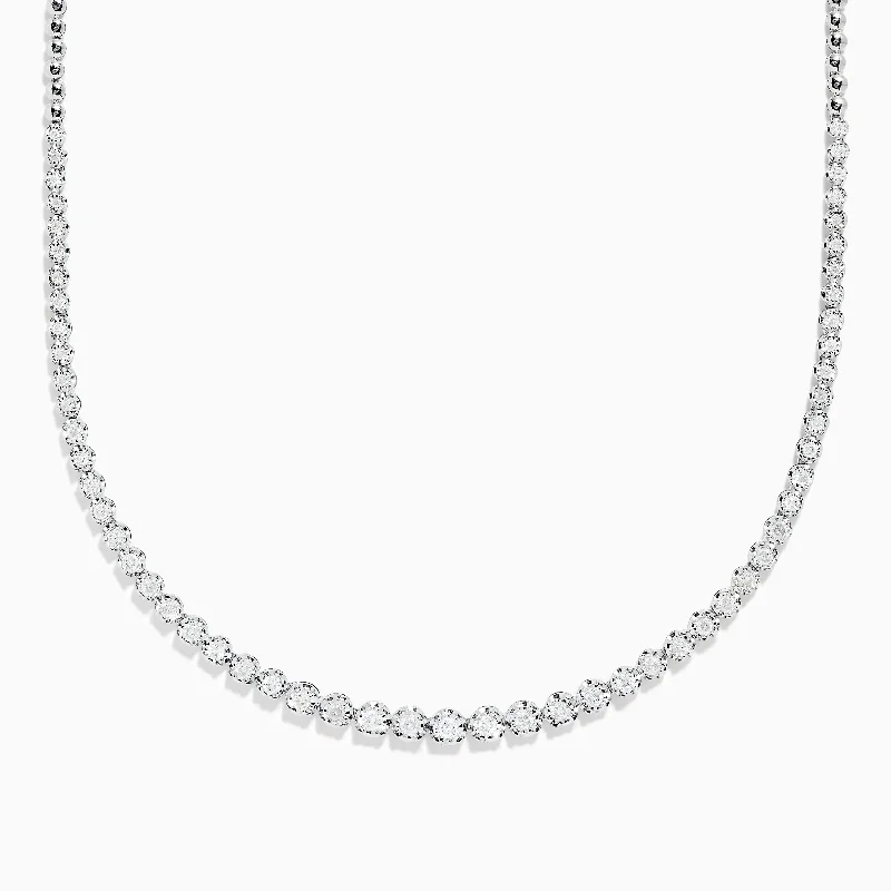 unique pendant necklace-925 Sterling Silver 16" Graduated Diamond Necklace