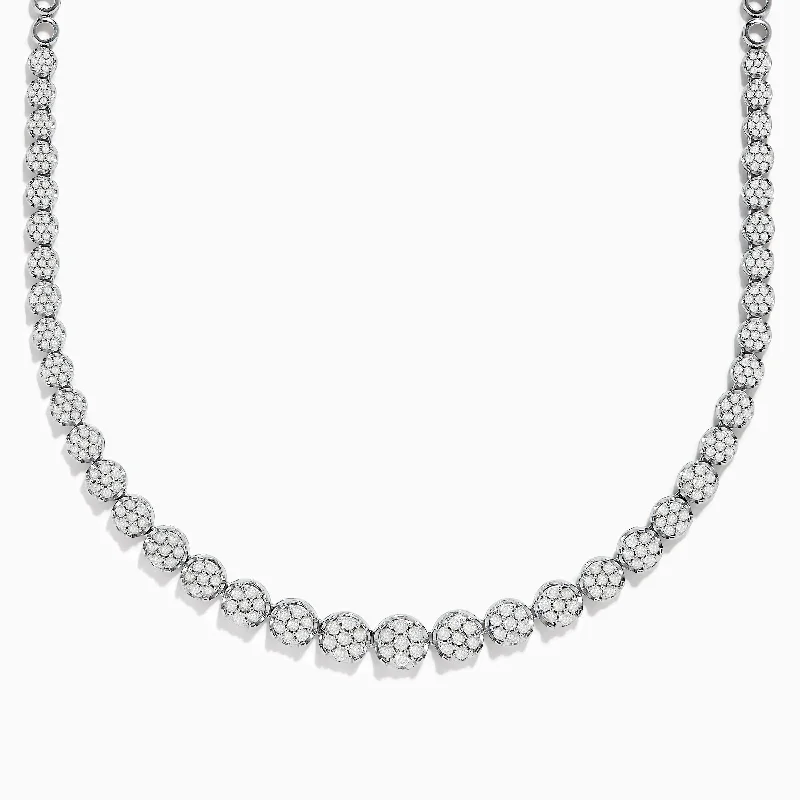 women’s diamond necklace-925 Sterling Silver Diamond Bouquet Necklace