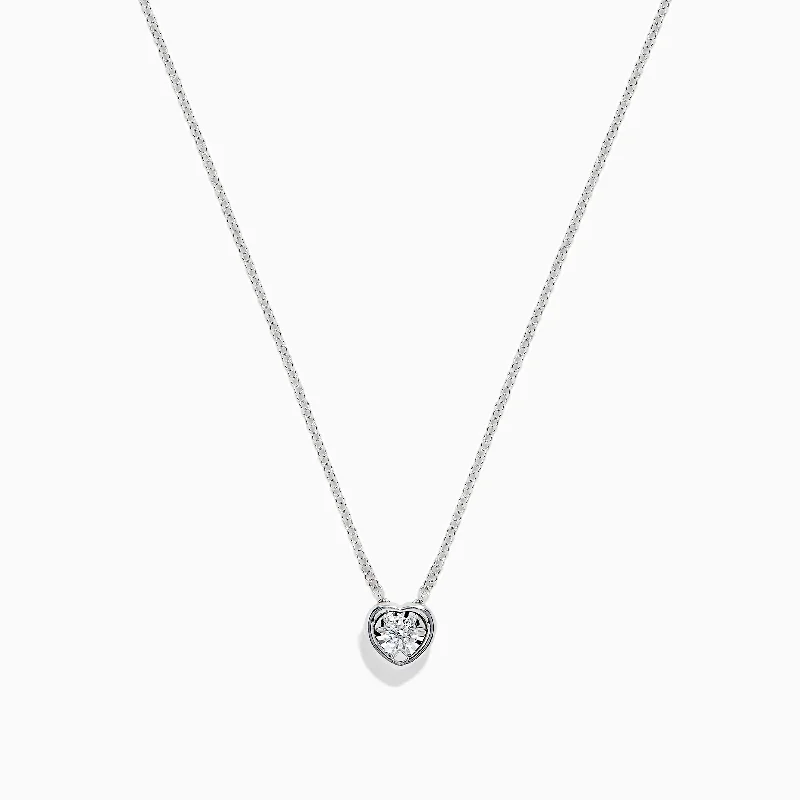 custom engraved necklace-925 Sterling Silver Diamond Heart Necklace, 0.15 TCW