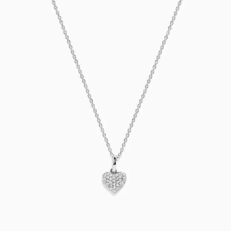 personalized gold pendant necklace-925 Sterling Silver Diamond Heart Necklace