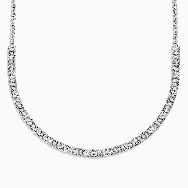 engraved sterling silver necklace-925 Sterling Silver Diamond Necklace