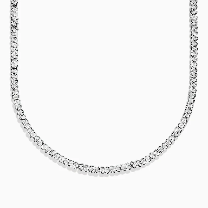 delicate crystal necklace-925 Sterling Silver Diamond Tennis Necklace