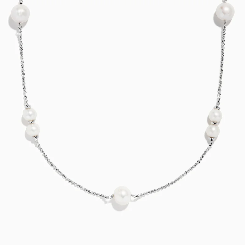 chakra necklace-925 Sterling Silver Pearl Necklace with Fresh Water Pearl