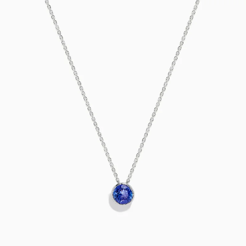 simple gold necklace-925 Sterling Silver Tanzanite Pendant