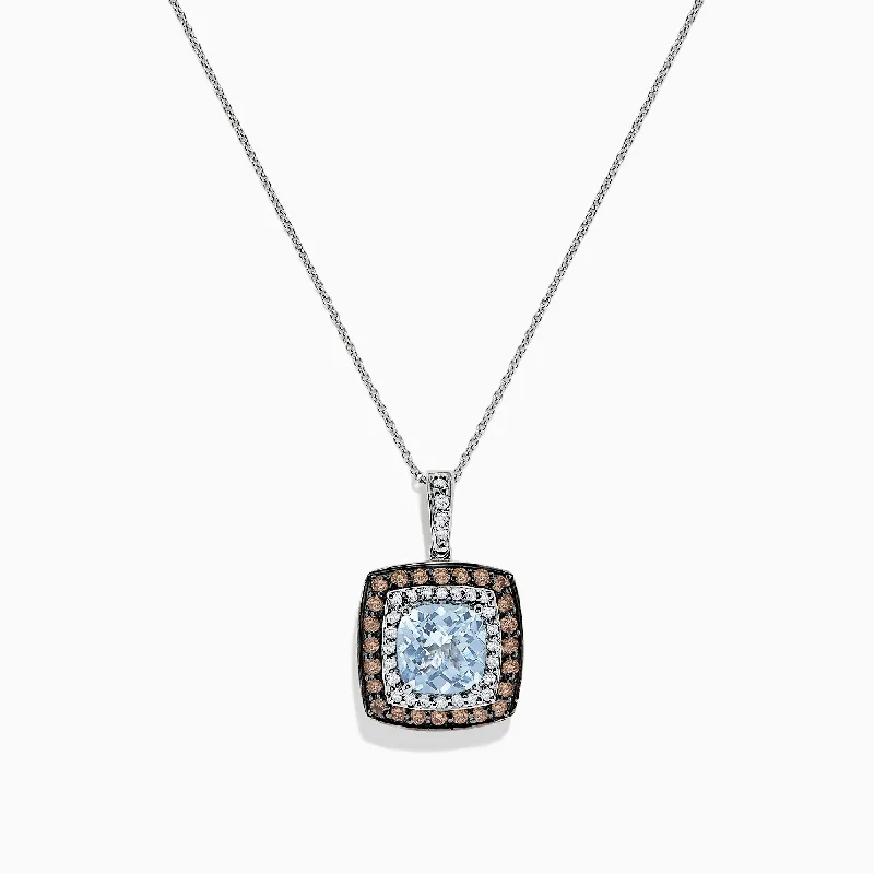 friendship necklace-Aquarius 14K White Gold Aquamarine and Diamond Pendant, 2.72 TCW