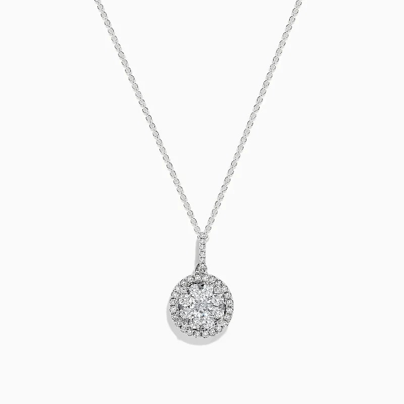 diamond choker necklace-Bouquet 14K White Gold Diamond Cluster Pendant 1.04 TCW