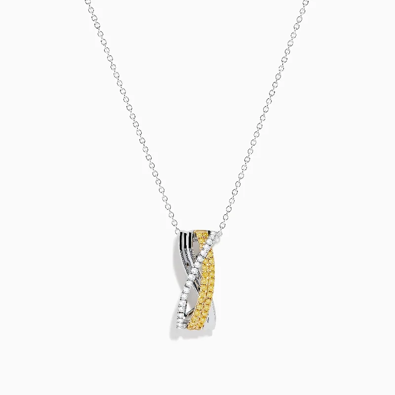 personalized bar necklace-Canare 14K Two-Tone Gold Yellow and White Diamond Pendant