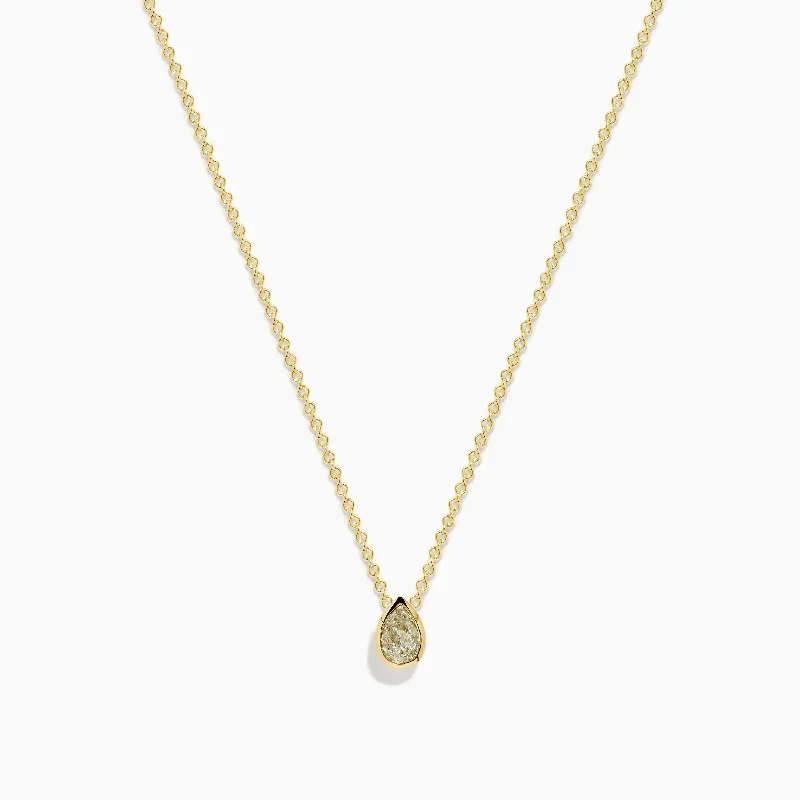 butterfly pendant necklace-Canare 18K Yellow Gold Yellow Diamond Teardrop Pendant