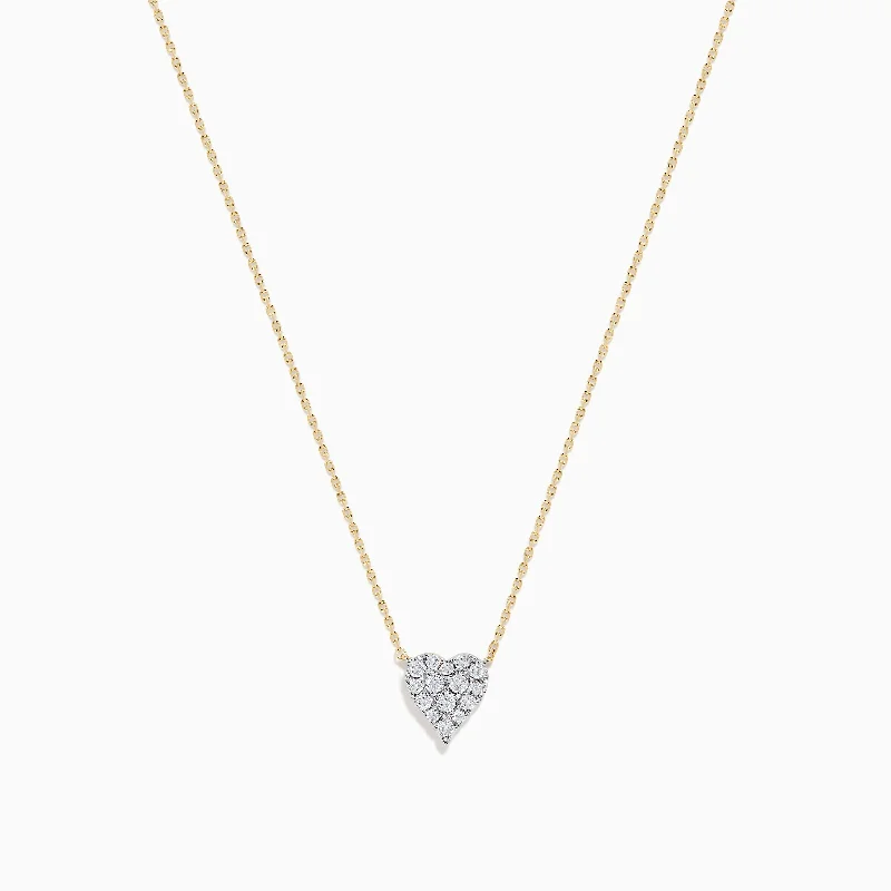 vintage style necklace-14K Yellow Gold Diamond Heart Necklace