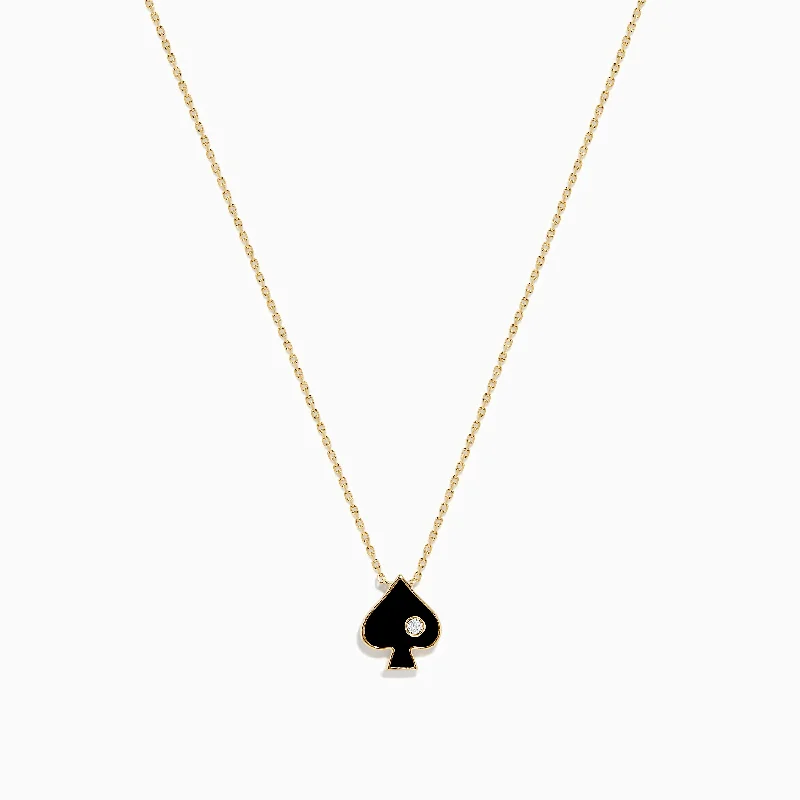 men’s chain necklace-Casino 14K Yellow Gold Diamond Spade Suit Necklace