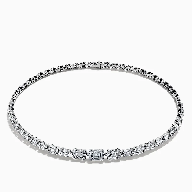 chain necklace for women-Classique 14K White Gold Choker Necklace