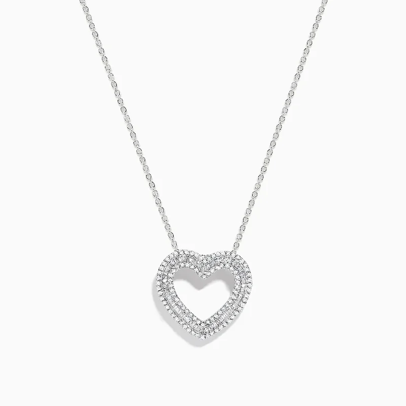 women’s statement necklace-Classique 14K White Gold Diamond Heart Pendant