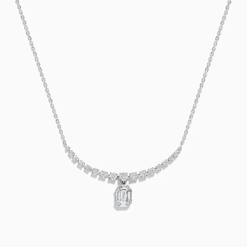 eco-friendly necklace-Classique 14K White Gold Diamond Pendant Necklace 0.69 TCW