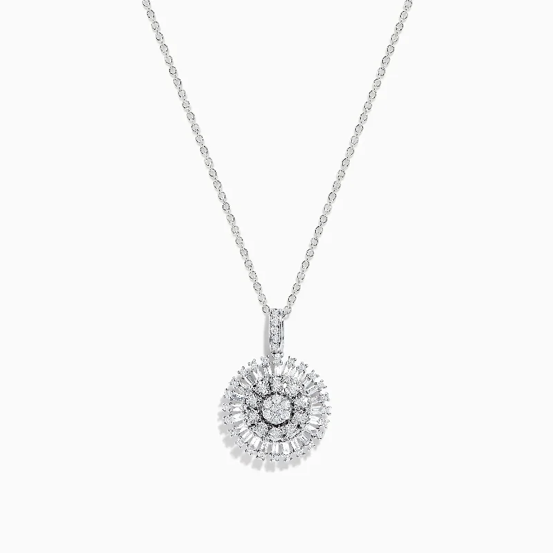 adjustable necklace for women-Classique 14K White Gold Diamond Pendant