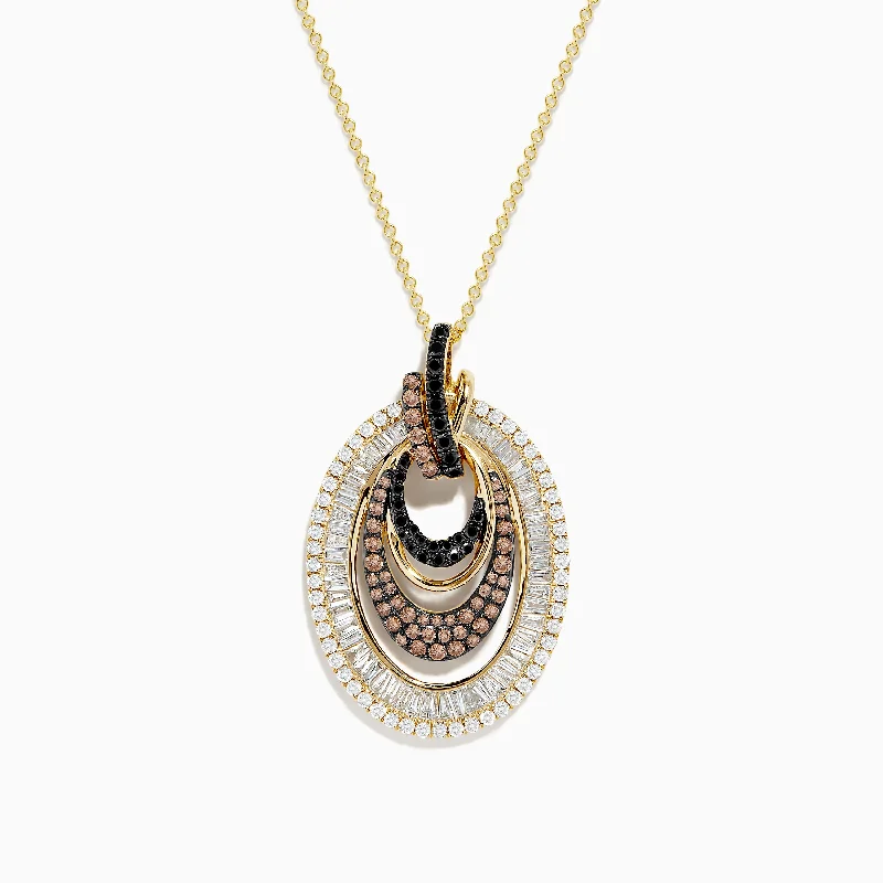 thick chain necklace-Confetti 14K Yellow Gold Black, Espresso and White Diamond Pendant