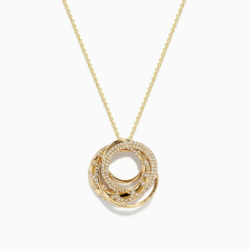 simple pendant necklace-D'oro 14K Yellow Gold Diamond Crossover Pendant