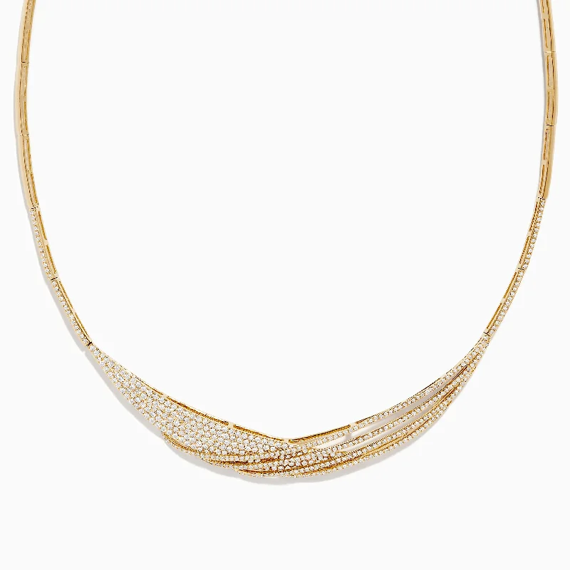 geometric pendant necklace-D'oro 14K Yellow Gold Diamond Statement Collar Necklace 2.75 TCW