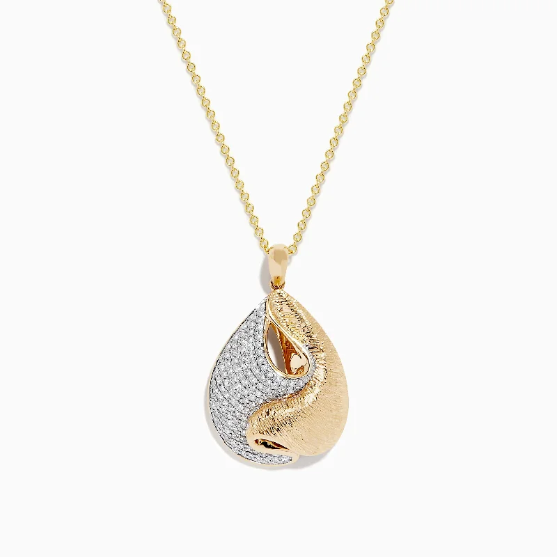 personalized gold pendant necklace-D'oro 14K Yellow Gold Diamond Pendant