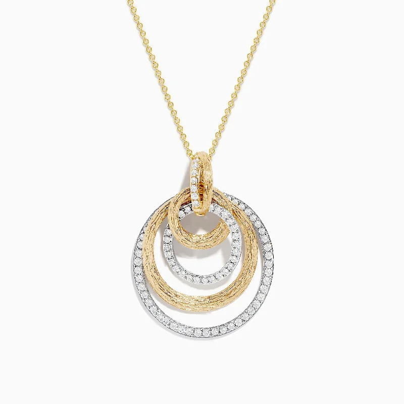 cubic zirconia necklace-Duo 14K Two-Tone Gold Diamond Crossover Pendant