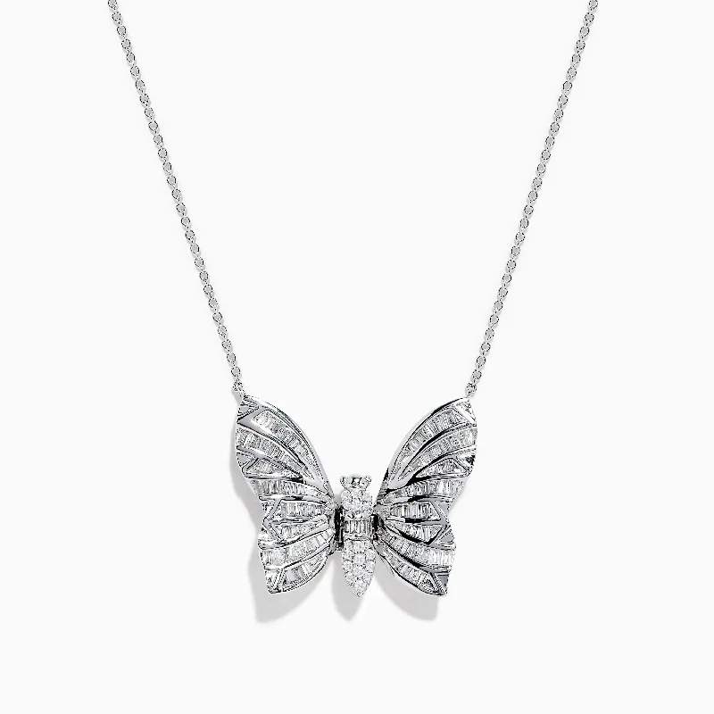 minimalistic necklace-Nature 14K White Gold Diamond Butterfly Necklace