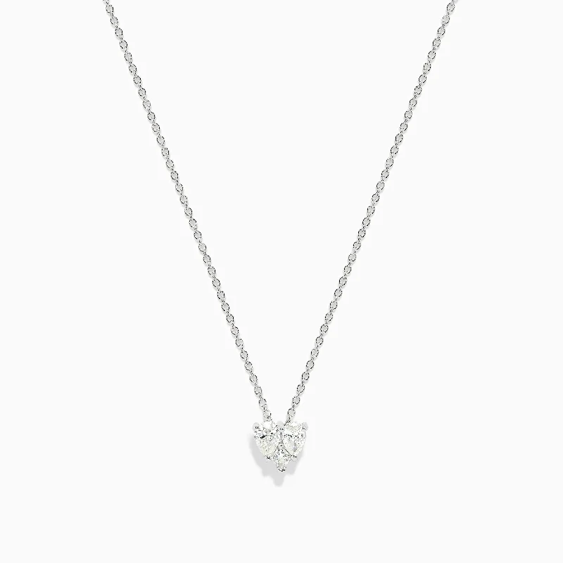 geometric pendant necklace-Novelty 14K White Gold Diamond Mini Heart Necklace