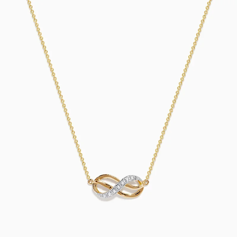 butterfly necklace for women-Novelty 14K Yellow Gold Diamond Infinity Necklace