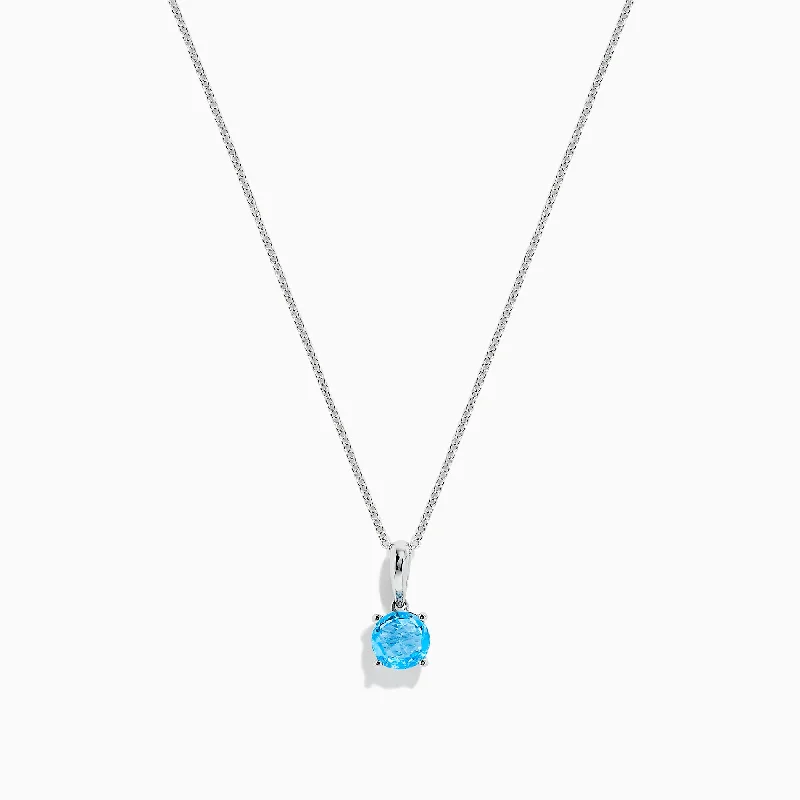 zodiac necklace-Ocean Bleu 14K White Gold Blue Topaz Pendant, 1.00 TCW