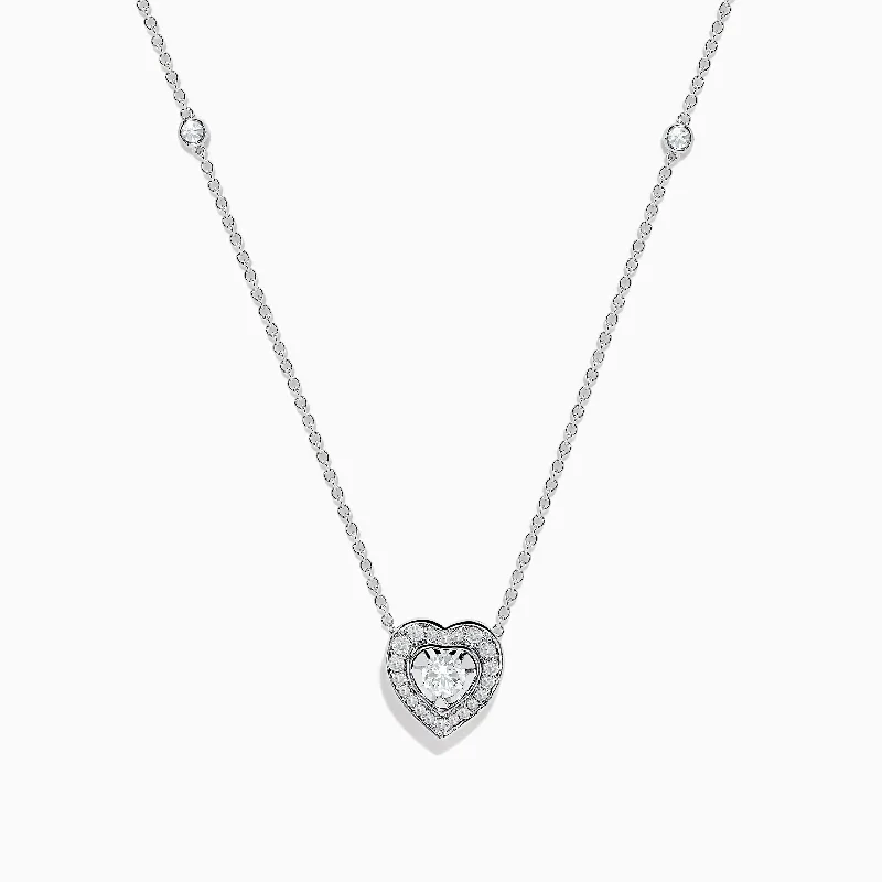 diamond heart necklace-Pave Classica 14K White Gold Diamond Heart Necklace