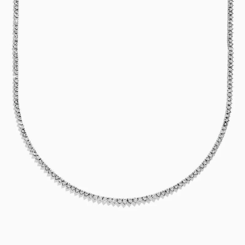 leather necklace for women-Pave Classica 14K White Gold Diamond Tennis Necklace 0.97 TCW