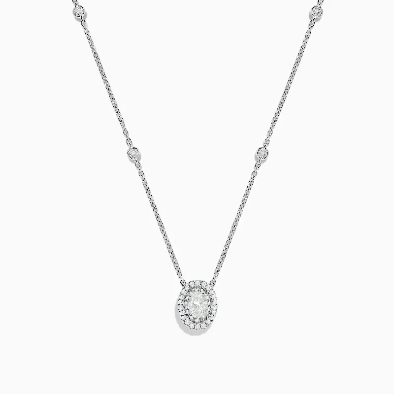 yoga necklace-Pave Classica 14K White Gold Diamond Oval Necklace